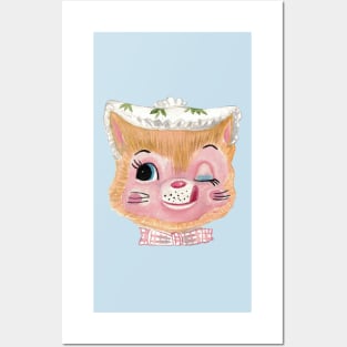 Vintage Winking Kitty (no teapot) Posters and Art